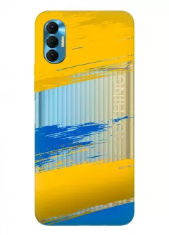 Чехол на Tecno Spark 8P из прозрачного силикона с украинскими мазками краски