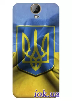 Чехол для HTC One E9 Plus - Флаг и Герб Украины