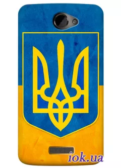 Чехол для HTC One XL - Герб на украинском флаге