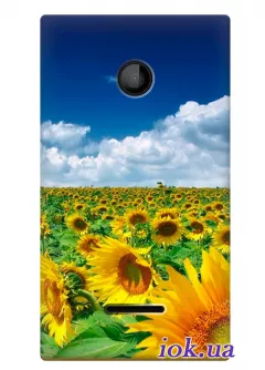 Чехол для Nokia Lumia 435 Dual - Поле подсолнухов