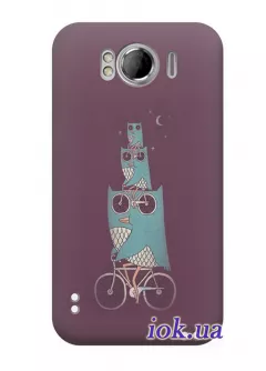 Чехол для HTC Sensation XL - Совушка-велосипедистка 