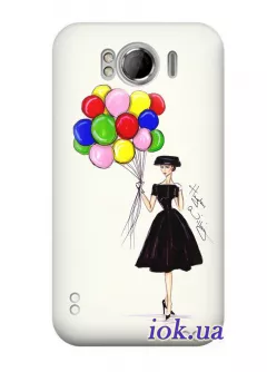 Чехол для HTC Sensation XL - Девушка с воздушными шарами