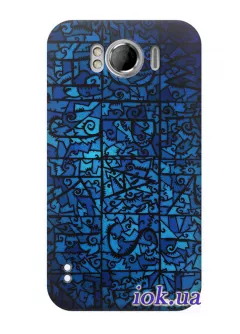 Чехол для HTC Sensation XL - Синие витражи 