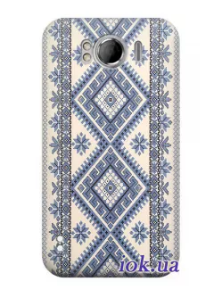 Чехол для HTC Sensation XL - Синяя вышиванка 