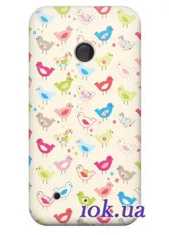 Чехол для Nokia Lumia 530 - Цветные птички 