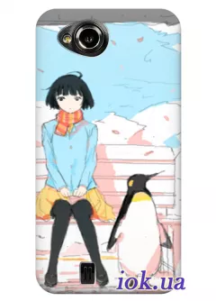 Чехол для Fly IQ444 - Девочка с пингвином 