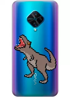 Прозрачный чехол для Vivo V17 - Пиксельный динозавр