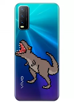 Чехол для Vivo Y20 - Пиксельный динозавр