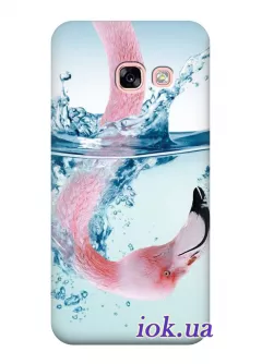 Чехол для Galaxy A5 2017 - Фламинго в воде