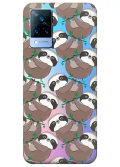 Чехол для Vivo V21 с принтом - Удивленные ленивцы