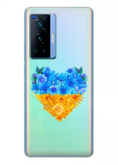 Патриотический чехол Vivo X70 Pro с рисунком сердца из цветов Украины