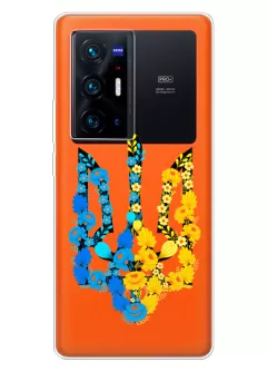 Чехол для Vivo X70 Pro Plus из прозрачного силикона - Герб Украины в цветах