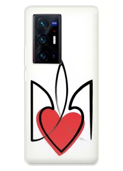 Чехол на Vivo X70 Pro Plus с сердцем и гербом Украины