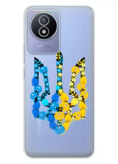Чехол для Vivo Y02 из прозрачного силикона - Герб Украины в цветах
