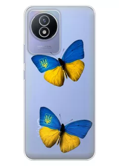 Чехол для Vivo Y02 из прозрачного силикона - Бабочки из флага Украины