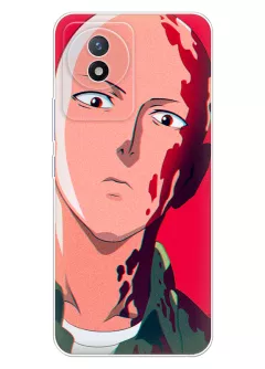 Vivo Y11 2023 чехол - Ванпанчмен Человек одного удара One Punch-Man Wanpanman лицо Сайтама в крови