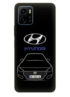Vivo Y15s чехол из силикона - Hyundai Хендай Хюндай логотип и автомобиль машина Creta Santa Fe Tucson Kona Maxcruz Venue вектор-арт кроссовер внедорожник с номерным знаком - Дизайн 1