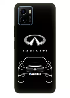 Vivo Y15s чехол из силикона - Infiniti Инфинити логотип и автомобиль машина EX FX JX QX QX60 QX70 QX80 вектор-арт кроссовер внедорожник с номерным знаком (Дизайн 1)