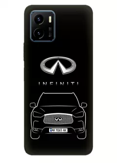 Vivo Y15s чехол из силикона - Infiniti Инфинити логотип и автомобиль машина EX FX JX QX QX60 QX70 QX80 вектор-арт кроссовер внедорожник с номерным знаком (Дизайн 2)