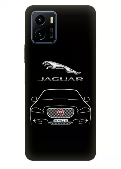 Чехол для Vivo Y15s из силикона - Jaguar Ягуар логотип и автомобиль машина F-Type I-Pace X-Type XF XE XK XJ вектор-арт купе седан с номерным знаком