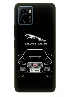 Чехол для Vivo Y15s из силикона - Jaguar Ягуар логотип и автомобиль машина F-Pace E-Pace I-Pace вектор-арт кроссовер внедорожник с номерным знаком