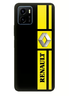 Виво У15с чехол силиконовый - Renault Ренаулт Рено классический логотип и желтая вертикальная лента вектор-арт