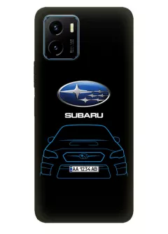 Виво У15с чехол из силикона - Subaru Субару логотип и автомобиль машина синяя Impreza WRX вектор-арт купе седан с номерным знаком