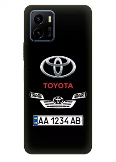 Чехол для Виво У15с из силикона - Toyota Тойота классический логотип крупным планом с номерным знаком и передней частью кузова