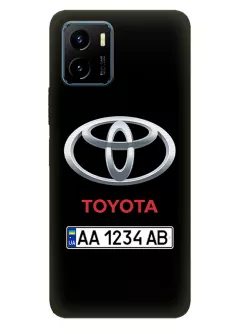 Чехол для Виво У15с из силикона - Toyota Тойота классический логотип крупным планом с номерным знаком и названием