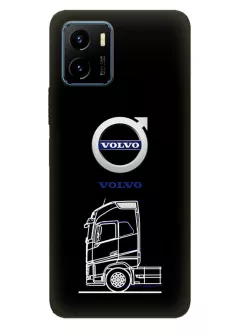 Наладка для Виво У15с из силикона - Volvo Вольво логотип и автомобиль машина вектор-арт фура грузовик трак белый (Дизайн 1)