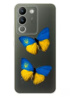 Чехол для Vivo Y200 / V29e из прозрачного силикона - Бабочки из флага Украины