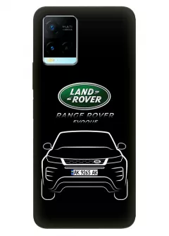 Чехол для Vivo Y21 из силикона - Land Rover Ленд Ровер логотип и автомобиль машина Range Rover Evoque Velar Defender Discovery Freelander Sport с номерным знаком - Дизайн 1