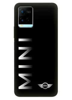Бампер для Vivo Y21 из силикона - Mini Мини классический логотип и название крупным планом на черном фоне черный чехол