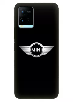 Бампер для Vivo Y21 из силикона - Mini Мини классический логотип крупным планом на черном фоне черный чехол