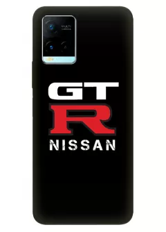 Наладка для Vivo Y21 из силикона - Nissan Ниссан логотип GTR вектор-арт на черном фоне черный чехол