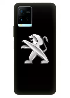 Наладка для Vivo Y21 из силикона - Peugeot Пежо классический логотип крупным планом на черном фоне черный чехол