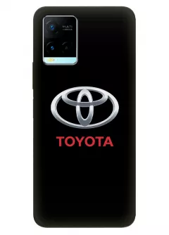 Чехол для Виво У21 из силикона - Toyota Тойота классический логотип крупным планом и название на черном фоне черный чехол