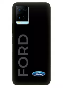 Vivo Y21s чехол из силикона - Ford Форд классический логотип и название крупным планом на черном фоне черный чехол