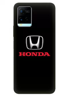 Vivo Y21s чехол из силикона - Honda Хонда классический логотип крупным планом и красное название на черном фоне черный чехол