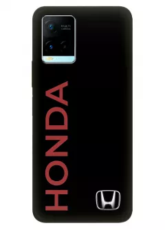 Vivo Y21s чехол из силикона - Honda Хонда классический логотип и название крупным планом на черном фоне черный чехол
