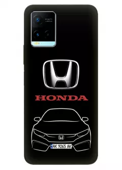 Vivo Y21s чехол из силикона - Honda Хонда логотип и автомобиль машина Accord Civic Grace Greiz Inspire Integra Jade вектор-арт купе седан с номерным знаком на черном фоне черный чехол