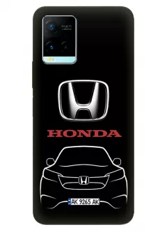 Vivo Y21s чехол из силикона - Honda Хонда логотип и автомобиль машина CR-V HR-V XR-V BR-V Pilot Passport кроссовер внедорожник с номерным знаком на черном фоне черный чехол