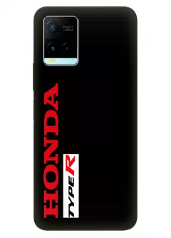 Vivo Y21s чехол из силикона - Honda Хонда красное название крупным планом Type R на черном фоне черный чехол