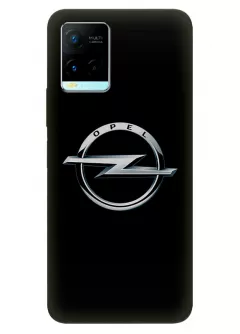 Наладка для Vivo Y21s из силикона - Opel Опель классический логотип крупным планом на черном фоне черный чехол