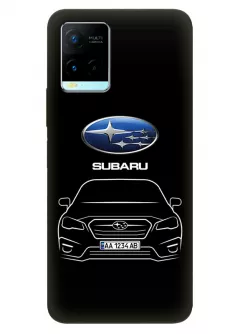 Виво У21с чехол из силикона - Subaru Субару логотип и автомобиль машина BRZ Impreza Legacy Levorg WRX вектор-арт купе седан с номерным знаком на черном фоне черный чехол