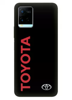 Чехол для Виво У21с из силикона - Toyota Тойота классический логотип и название крупным планом на черном фоне черный чехол