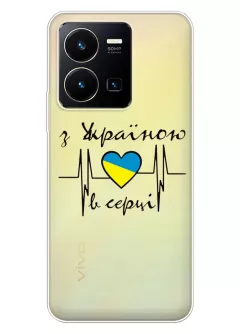 Чехол для Vivo Y35 из прозрачного силикона - С Украиной в сердце