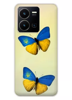 Чехол для Vivo Y35 из прозрачного силикона - Бабочки из флага Украины