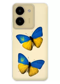 Чехол для Vivo Y36 из прозрачного силикона - Бабочки из флага Украины