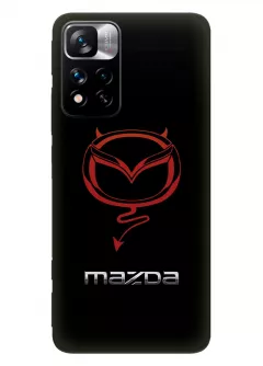 Чехол для Xiaomi 11i из силикона - Mazda Мазда красный дьявольский логотип крупным планом и название